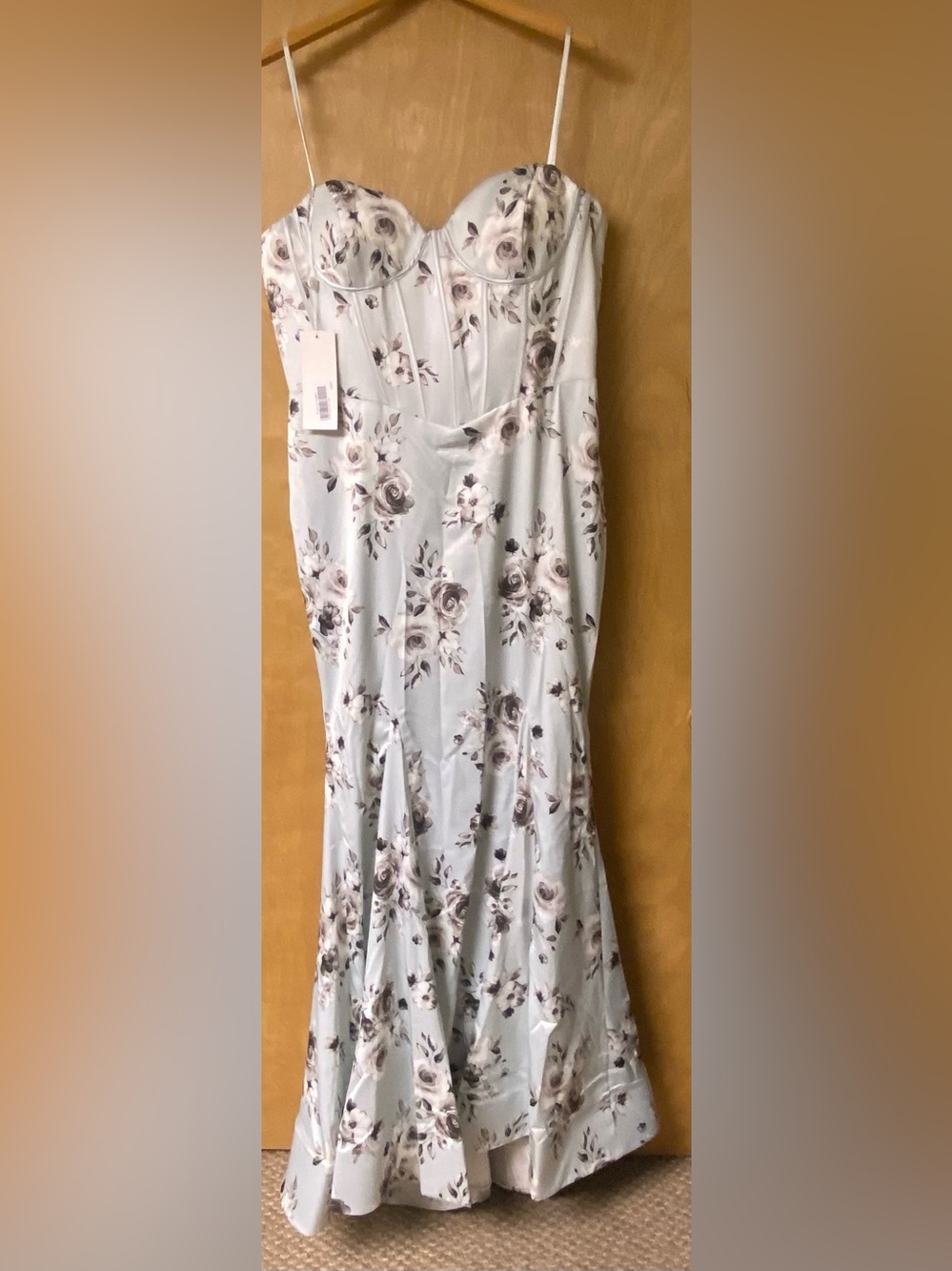 Portia and Scarlett Powder Blue Floral Bustier Maxi Camisole Dress
